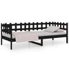 vidaXL Day Bed Black Solid pine wood Twin Day Bed Rectangular Rustic