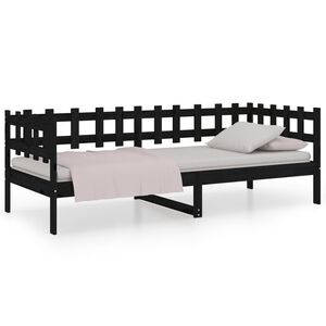 vidaXL Day Bed Black Solid pine wood Twin Day Bed Rectangular Rustic