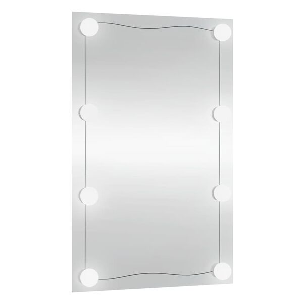 vidaXL Wall Mirror With LED Light Transparent Glass, Plastic 16 x 24 in