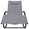 vidaXL Sun Lounger Grey Powder-Coated Steel Medium Sun Lounger