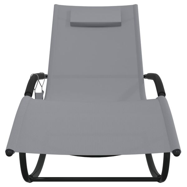 vidaXL Sun Lounger Grey Powder-Coated Steel Medium Sun Lounger
