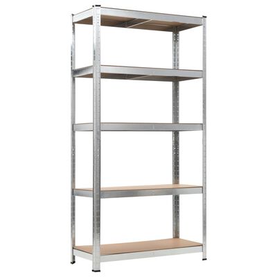 vidaXL 5-Layer Heavy-duty Shelves 10 pcs Silver Steel&Engineered Wood