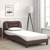 vidaXL Bed Frame without Mattress "Hvar" Brown 35.4"x74.8" Faux Leather