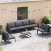 vidaXL Garden Sofa Set with Cushion 6 pcs Black Steel