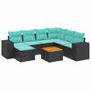 vidaXL 8 Piece Garden Sofa Set with Cushions Black Poly Rattan