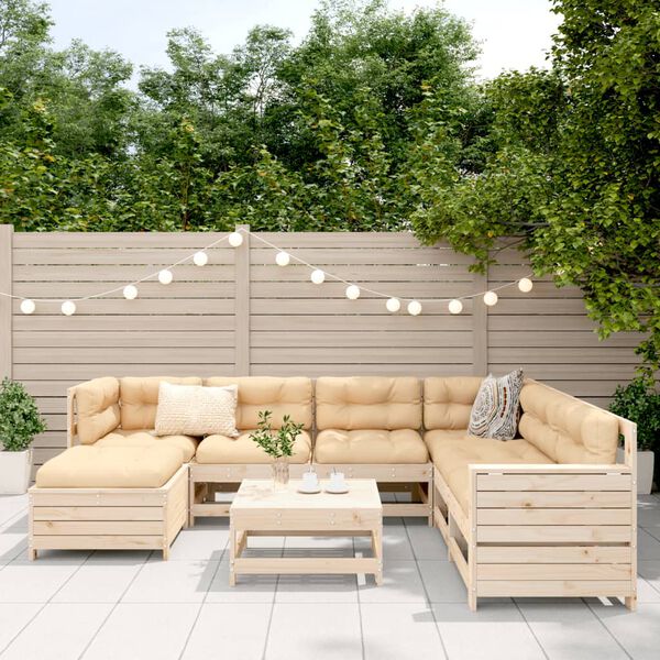 vidaXL Garden Sofa Set Natural Wood Solid Pine Wood, Plywood Large