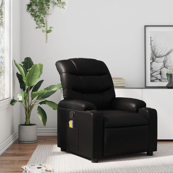 vidaXL Massage Recliner Chair Black Faux leather, Metal, Plywood