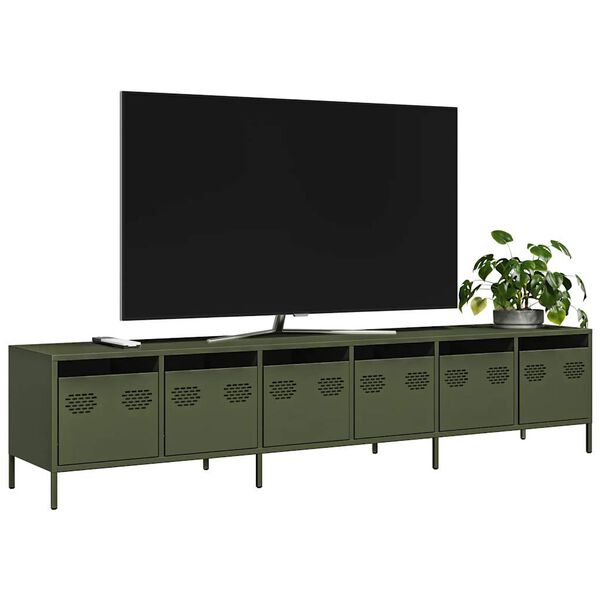 vidaXL TV Cabinet Olive Green Cold-rolled Steel Large TV Cabinet