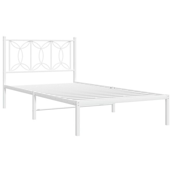 vidaXL Bed Frame White Steel Twin Durable Rectangular Modern