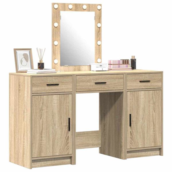 vidaXL Dressing Table Brown 19.69 x 16.14 x 53.15 in Engineered Wood
