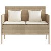 vidaXL Garden Bench Beige PE Rattan 44.5 in wide Garden Bench