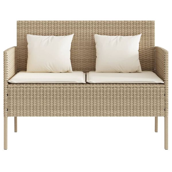 vidaXL Garden Bench Beige PE Rattan 44.5 in wide Garden Bench