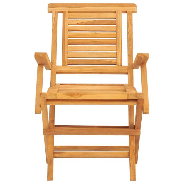 vidaXL Folding Garden Chair Set of 4 Natural Teak Solid Teak Wood