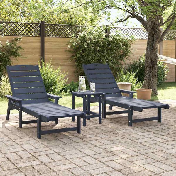 vidaXL Garden Lounge Furniture 3 pcs Navy 38 x 38 x 46cm Polyethylene