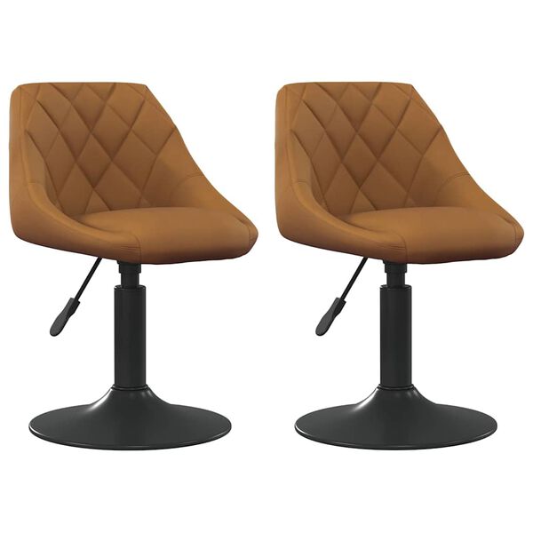 vidaXL Swivel Dining Chairs 2 pcs Brown 46 x 44 x 77.5 cm Faux leather