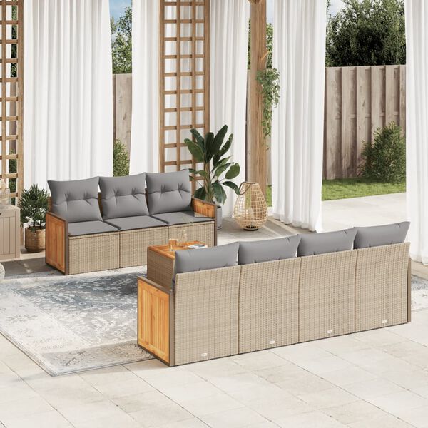 vidaXL Garden Sofa Set Beige, Light Grey