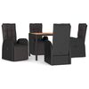 vidaXL Garden Dining Set Black Solid Acacia Wood Standard