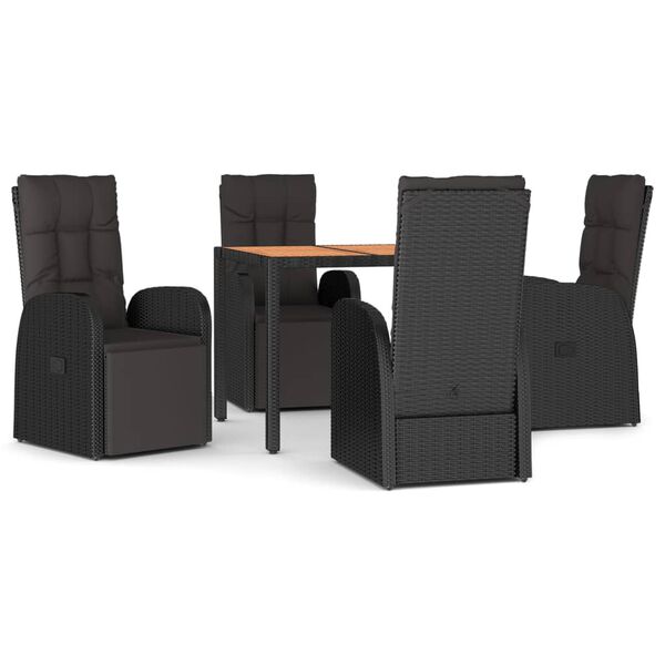vidaXL Garden Dining Set Black Solid Acacia Wood Standard