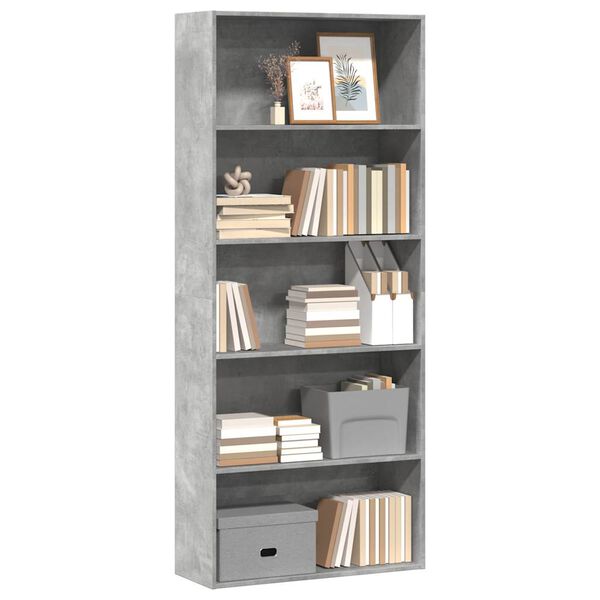 vidaXL Book Cabinet Concrete grey Engineered wood Tall Book Cabinet