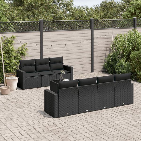 vidaXL Garden Sofa Set Set of 8 Black