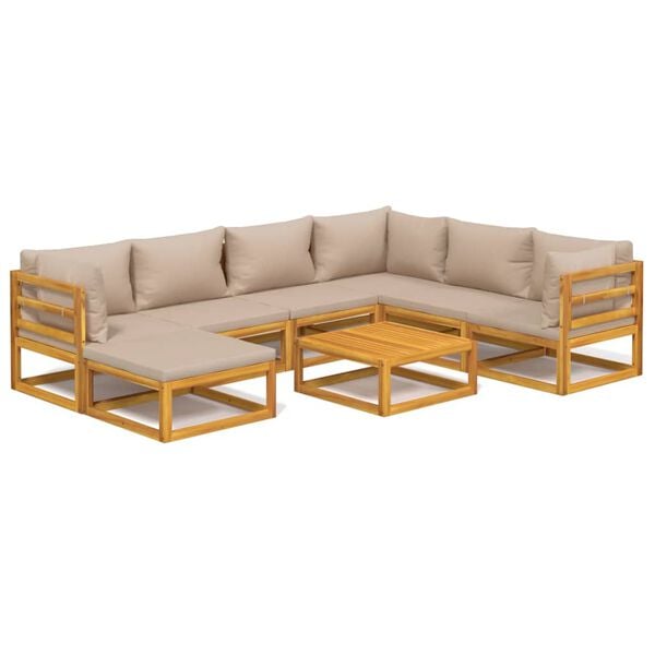 vidaXL Garden Lounge Set Taupe, Natural Wood
