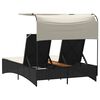vidaXL Patio Double Sun Lounger Black PE rattan Double