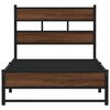 vidaXL Bed Frame Brown oak Steel, engineered wood Twin Bed Frame