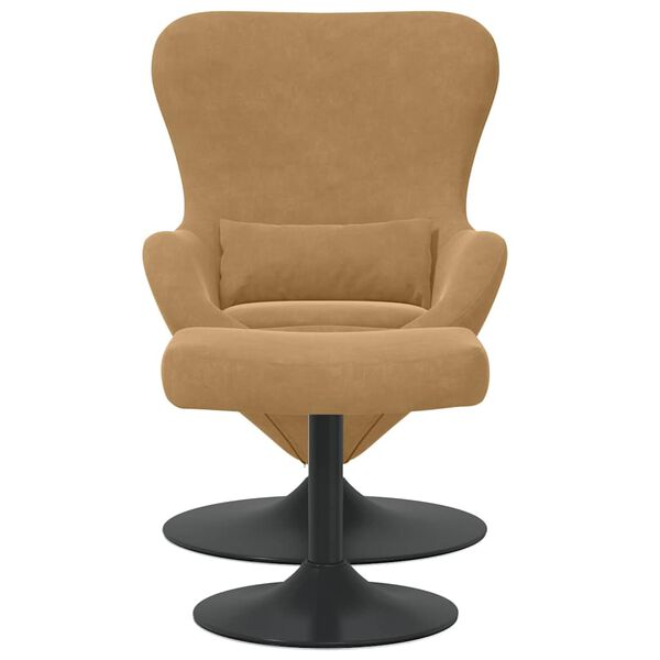 vidaXL Egg Chair with Footstool Brown 24.80 x 28.74 x 35.43 in Velvet