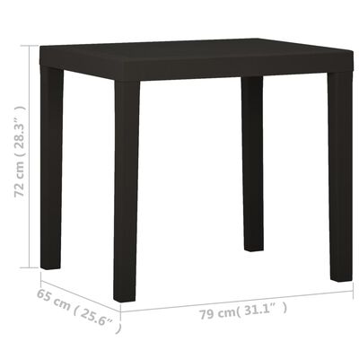 vidaXL Patio Table Anthracite 31.1"x25.6"x28.3" Plastic