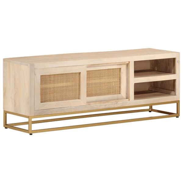 vidaXL TV Cabinet Natural Mango Wood Solid Mango Wood and Iron