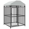 vidaXL Dog Kennel Black Steel, fabric (100% polyethylene)