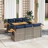 vidaXL 7 Piece Patio Sofa Set with Cushions Gray Poly Rattan
