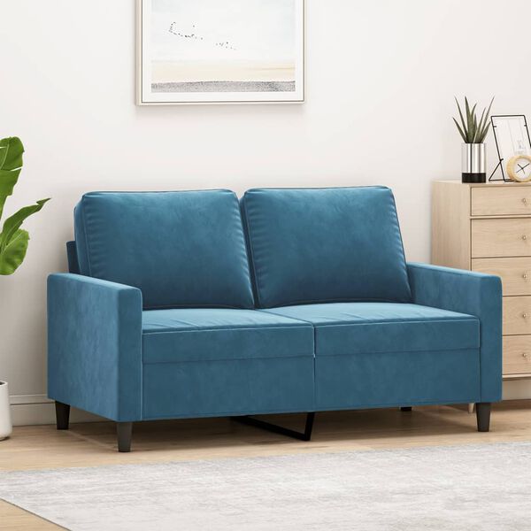 vidaXL 2-Seater Sofa Blue 47.2" Velvet