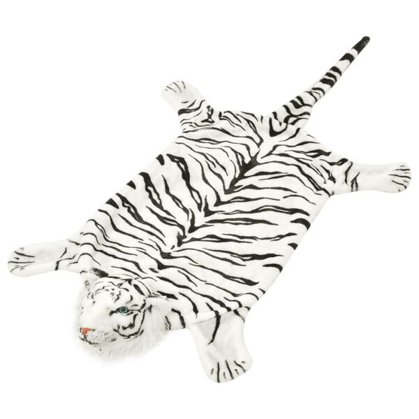 vidaXL Carpet White with tiger stripes Polyester, Foam 56.7 in Pattern