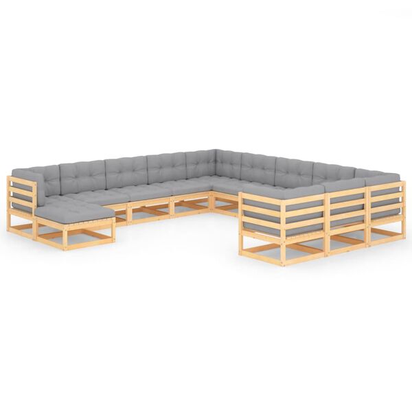 vidaXL Garden Lounge Set Natural Solid Pinewood Large Modular