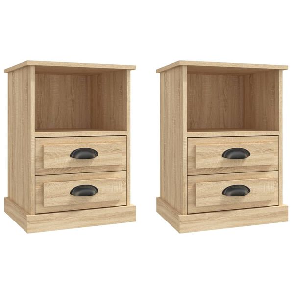 vidaXL Bedside Cabinet Set of 2 Sonoma oak Engineered wood Medium