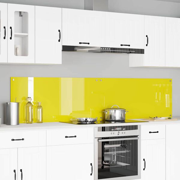 vidaXL Kitchen Backsplash 2 pcs Yellow 43.31 x 19.69 in Tempered Glass