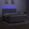 vidaXL Box Spring Bed with Mattress&LED Light Gray 72"x83.9" California King Fabric