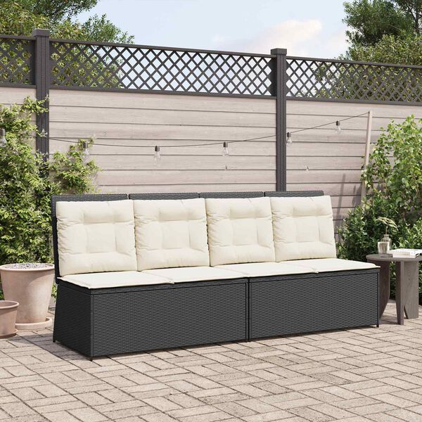 vidaXL Garden Bench Black Poly Rattan