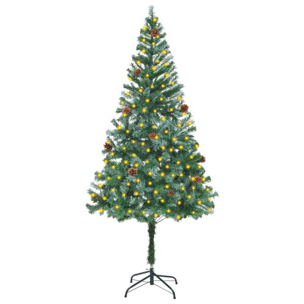 vidaXL Christmas Tree Green with white tips PVC and metal 70.9 in tall