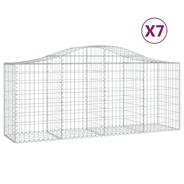 vidaXL Gabion Basket Set of 7 Silver Galvanized Iron Large Durable