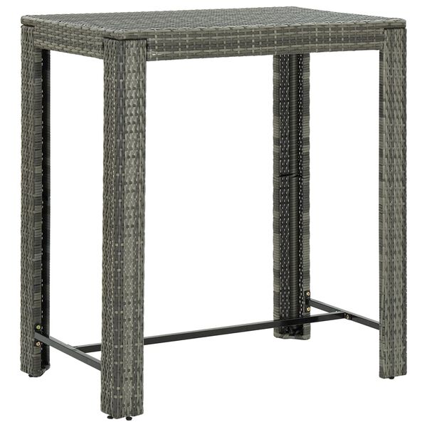 vidaXL Bar Table Grey PE rattan, powder-coated steel 39.4 x 23.8 x 43.5 in