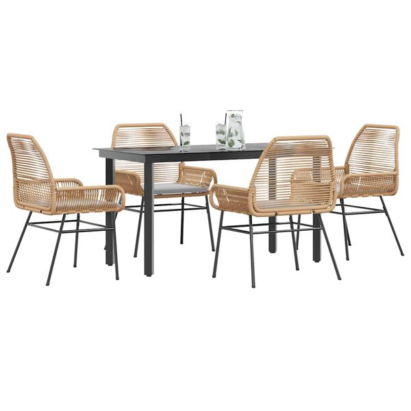 vidaXL Garden Dining Set Brown, black, light grey