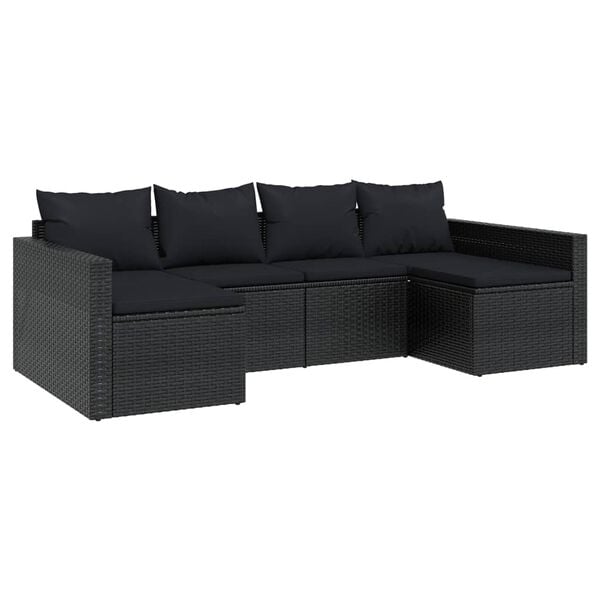 vidaXL Garden Lounge Set Black PE rattan Large Modular