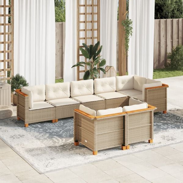 vidaXL Garden Sofa Set Beige, Cream White