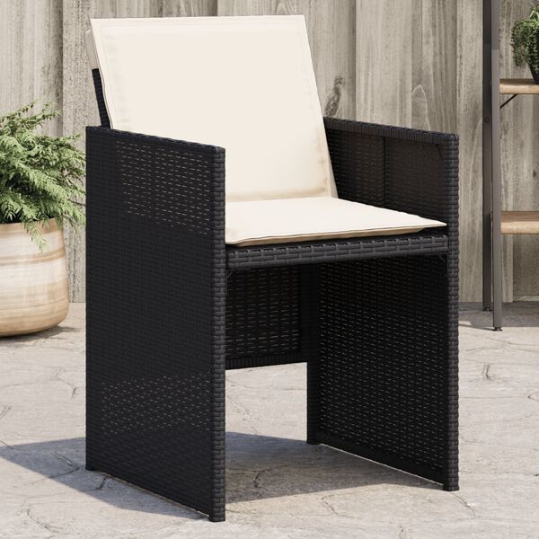 vidaXL Patio Chair Black PE rattan, Powder-coated steel Foldable