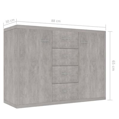 vidaXL Sideboard Concrete Gray 34.6"x11.8"x25.6" Engineered Wood