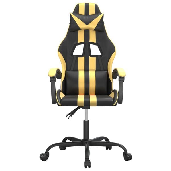 vidaXL Gaming Chair Black and Gold Faux leather, Metal, Plywood