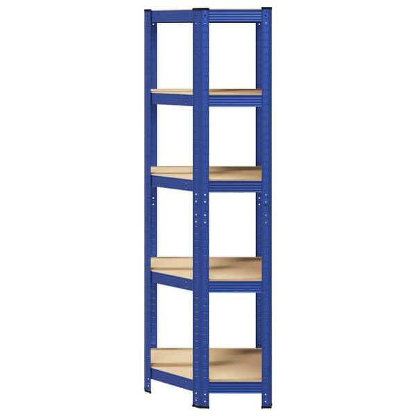 vidaXL 5-Layer Corner Shelf Blue Steel&Engineered Wood