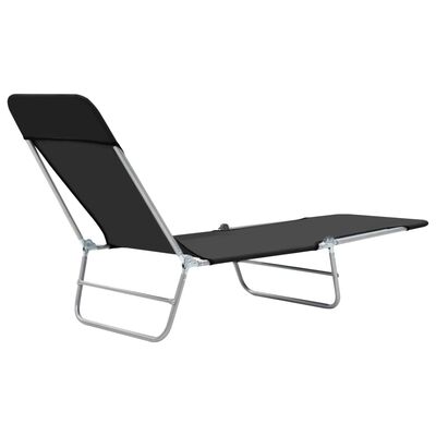 vidaXL Folding Sun Loungers 2 pcs Steel and Fabric Black